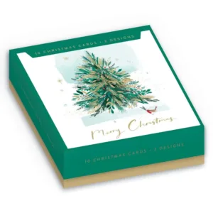 Tree and Fizz Luxury Christmas Cards - 2 Designs Pack of 10