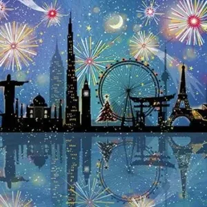 International Night Sky - Personalised Christmas Card